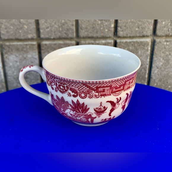 Post WWII Japan Antique Red Willow Chinoiserie Transferware Teacup - Picture 4 of 16